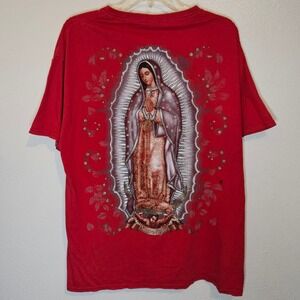 Y2k Virgin Mary Graphic T Shirt‎ Red
